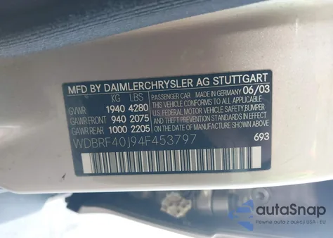 2004 Mercedes-Benz C 230 Kompressor Sport/Sport from USA, damaged, VIN WDBRF40J94F453797